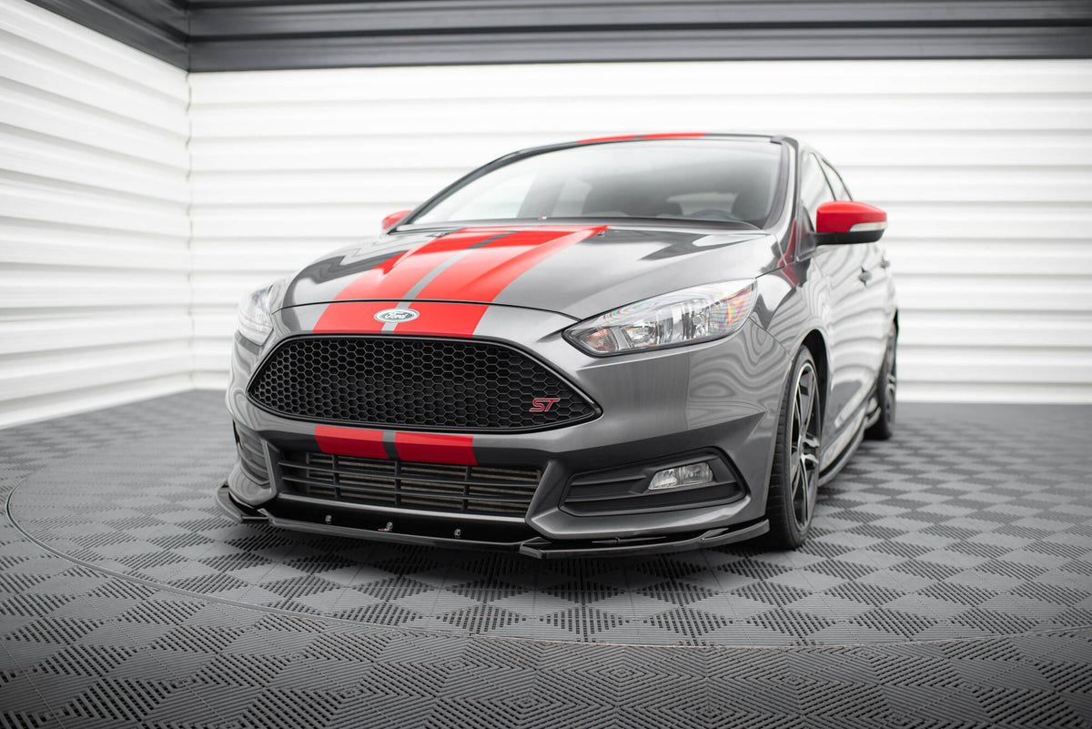 Street+ Spoilerlippe Front Ansatz V.5 passend für Ford Focus ST Mk3 Facelift schwarz Hochglanz – Ansicht 3
