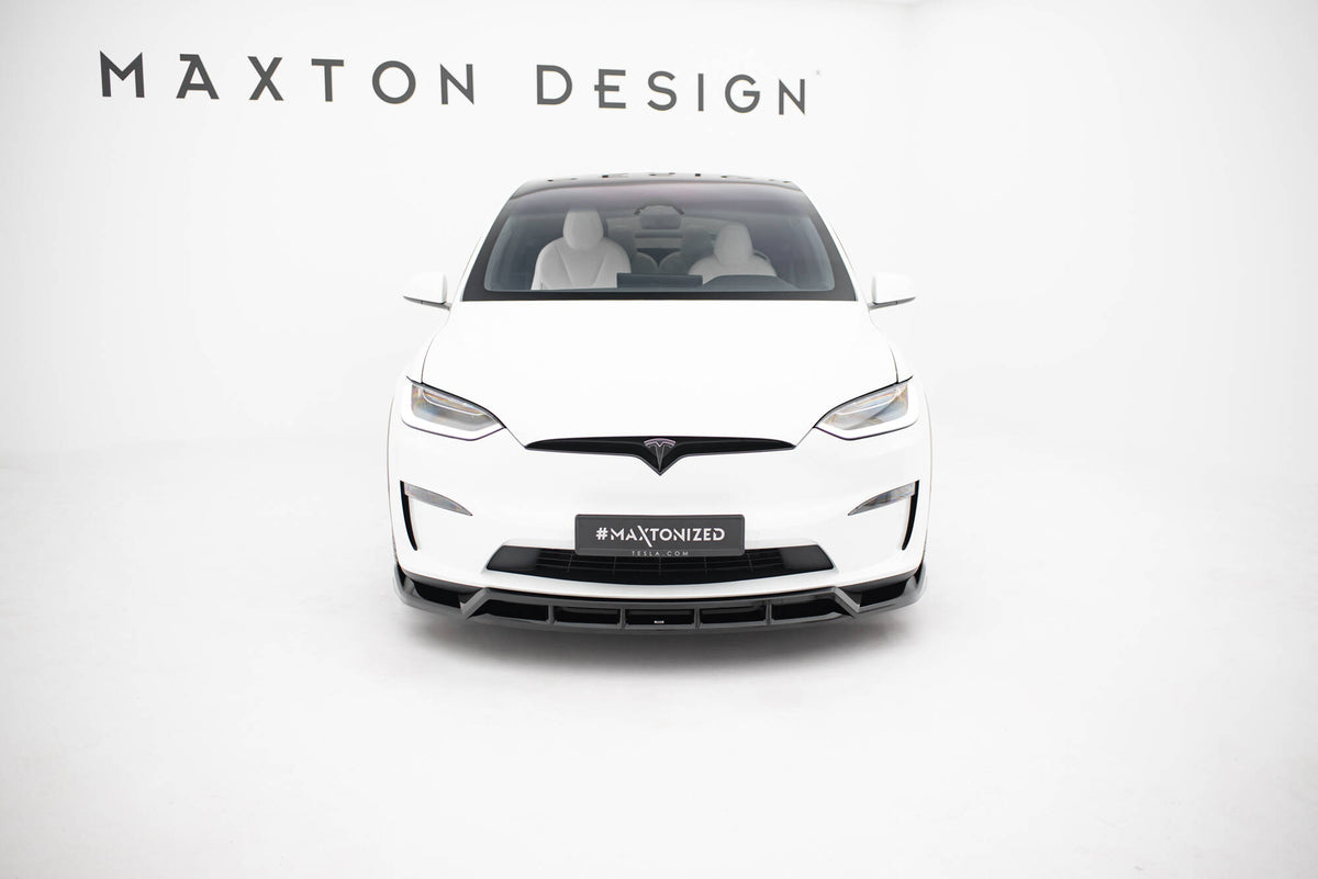 Street+ Spoilerlippe Front Ansatz V.3 passend für Tesla Model X Mk1 Facelift schwarz Hochglanz – Ansicht 1