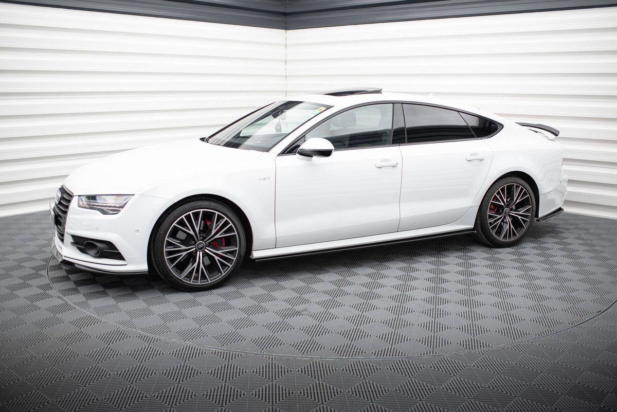 Street+ Seitenschweller Leisten passend für Audi S7 / A7 S-Line C7 FL schwarz Hochglanz – Ansicht 1