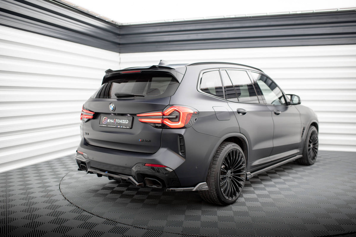 Heck Ansatz Flaps Diffusor passend für BMW X3 M-Paket G01 Facelift schwarz Hochglanz – Ansicht 1
