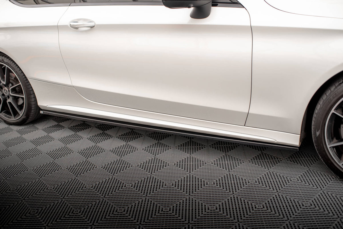 Street+ Seitenschweller Leisten passend für Mercedes-Benz C Coupe AMG-Line C205 Facelift schwarz Hochglanz – Ansicht 3