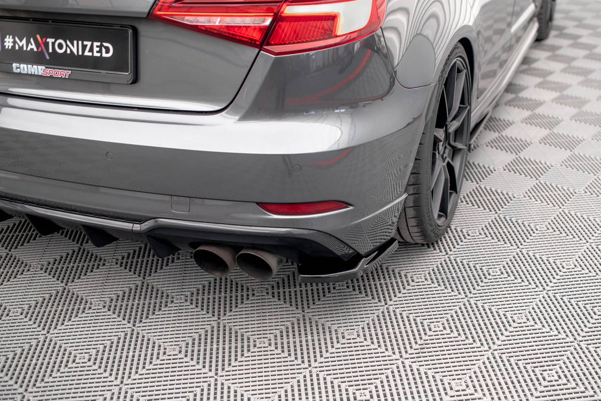 Heck Ansatz Flaps Diffusor V.1 passend für Audi S3 Sportback 8V Facelift schwarz Hochglanz – Ansicht 1