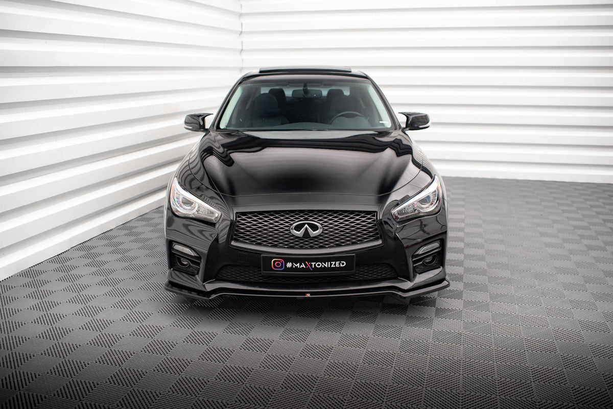 Street+ Spoilerlippe Front Ansatz V.1 passend für Infiniti Q50 S Mk1 schwarz Hochglanz – Ansicht 1