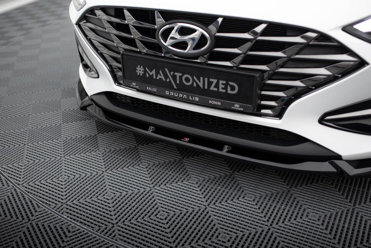 Street+ Spoilerlippe Front Ansatz V.2 passend für Hyundai I30 Mk3 Facelift schwarz Hochglanz – Ansicht 4
