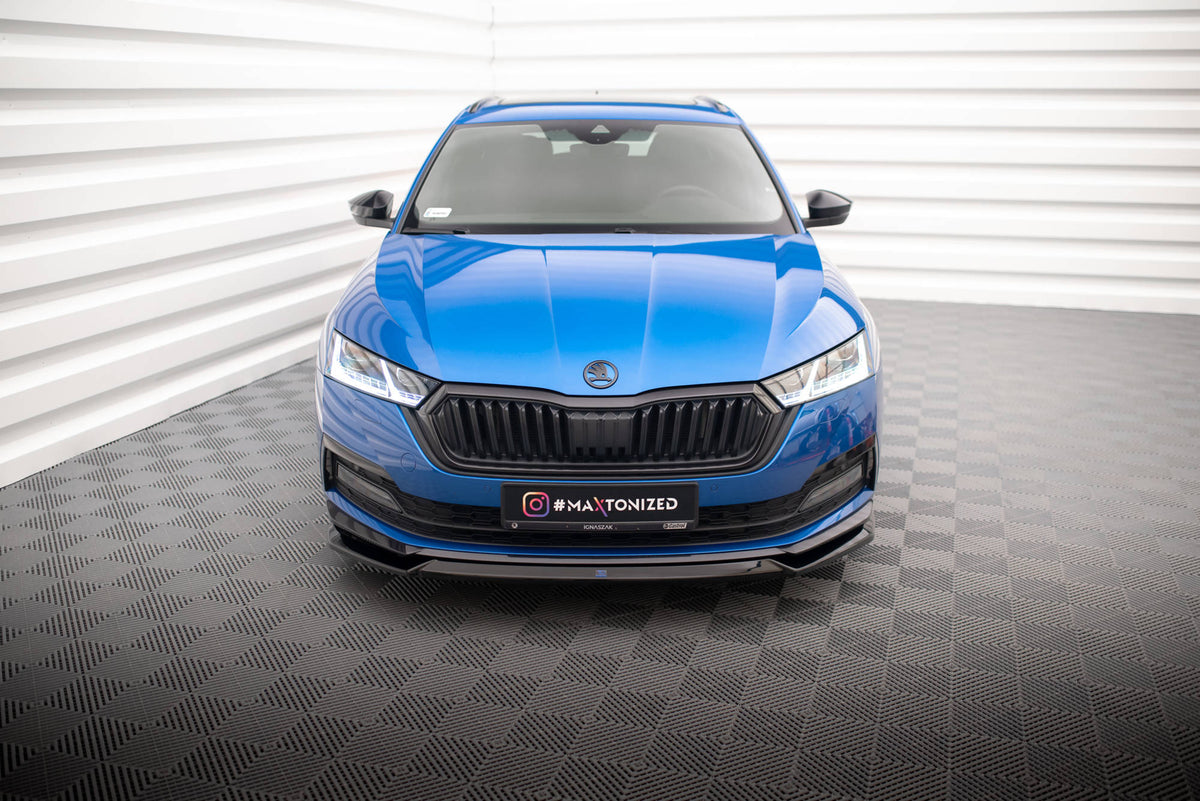 Street+ Spoilerlippe Front Ansatz V.2 passend für Skoda Octavia Sportline Mk4 schwarz Hochglanz – Ansicht 1