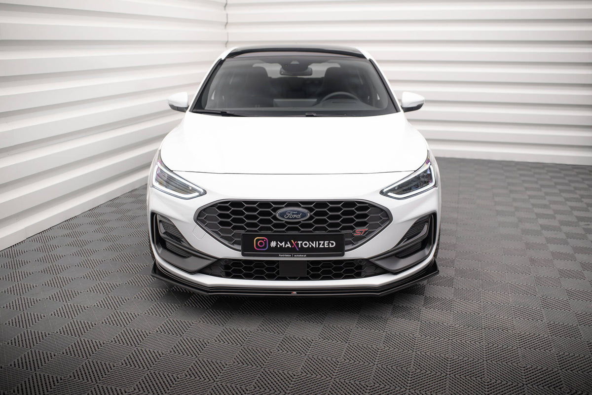 Street+ Spoilerlippe Front Ansatz V.5 passend für Ford Focus ST / ST-Line Mk4 Facelift schwarz Hochglanz – Ansicht 1
