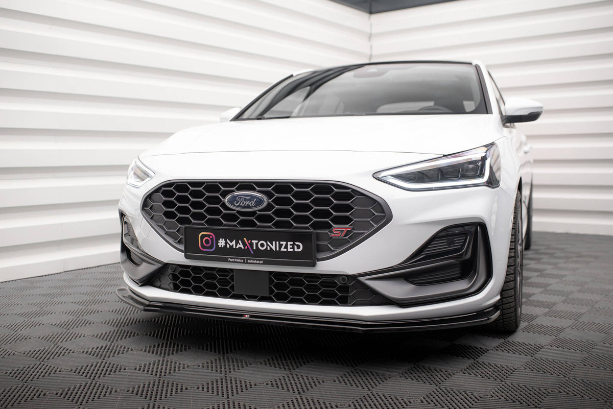 Street+ Spoilerlippe Front Ansatz V.4 passend für Ford Focus ST / ST-Line Mk4 Facelift schwarz Hochglanz – Ansicht 3