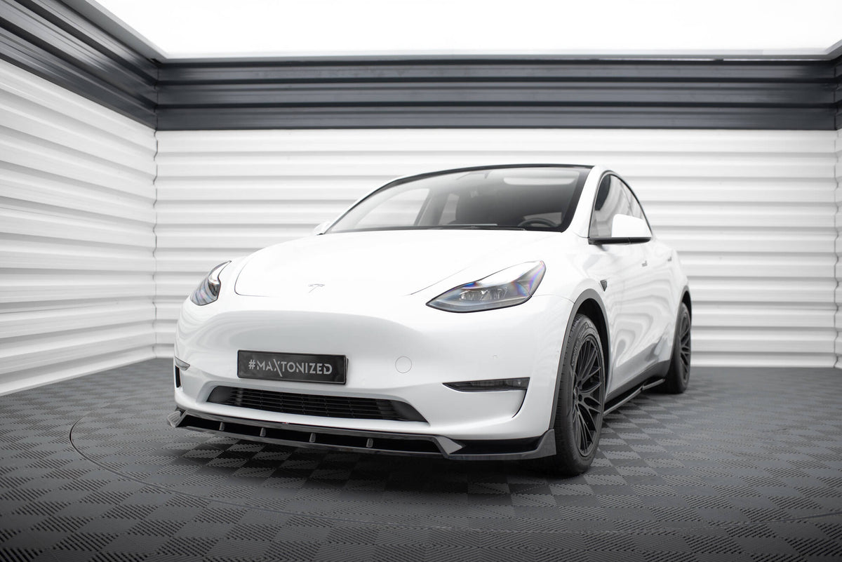 Street+ Spoilerlippe Front Ansatz V.2 passend für Tesla Model Y schwarz Hochglanz – Ansicht 1