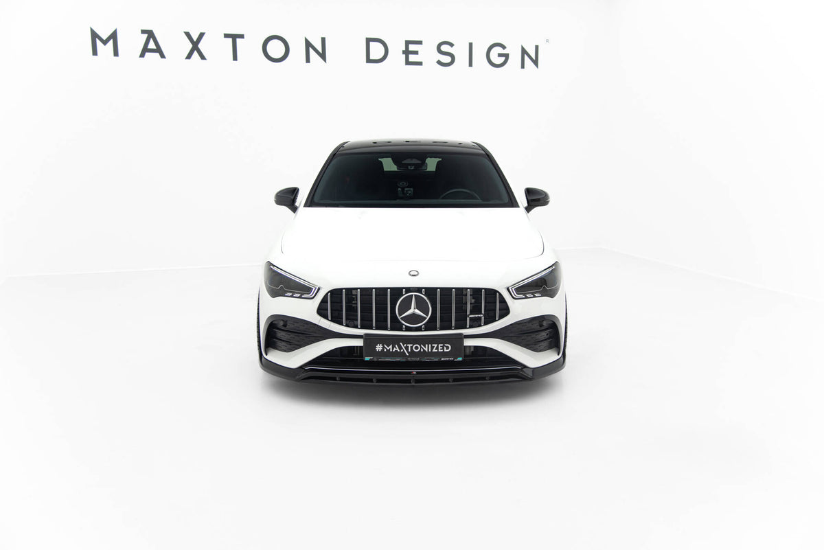 Street+ Spoilerlippe Front Ansatz passend für Mercedes-AMG CLA 35 Coupe / Shooting Brake C118 Facelift / X118 Facelift schwarz Hochglanz – Ansicht 1