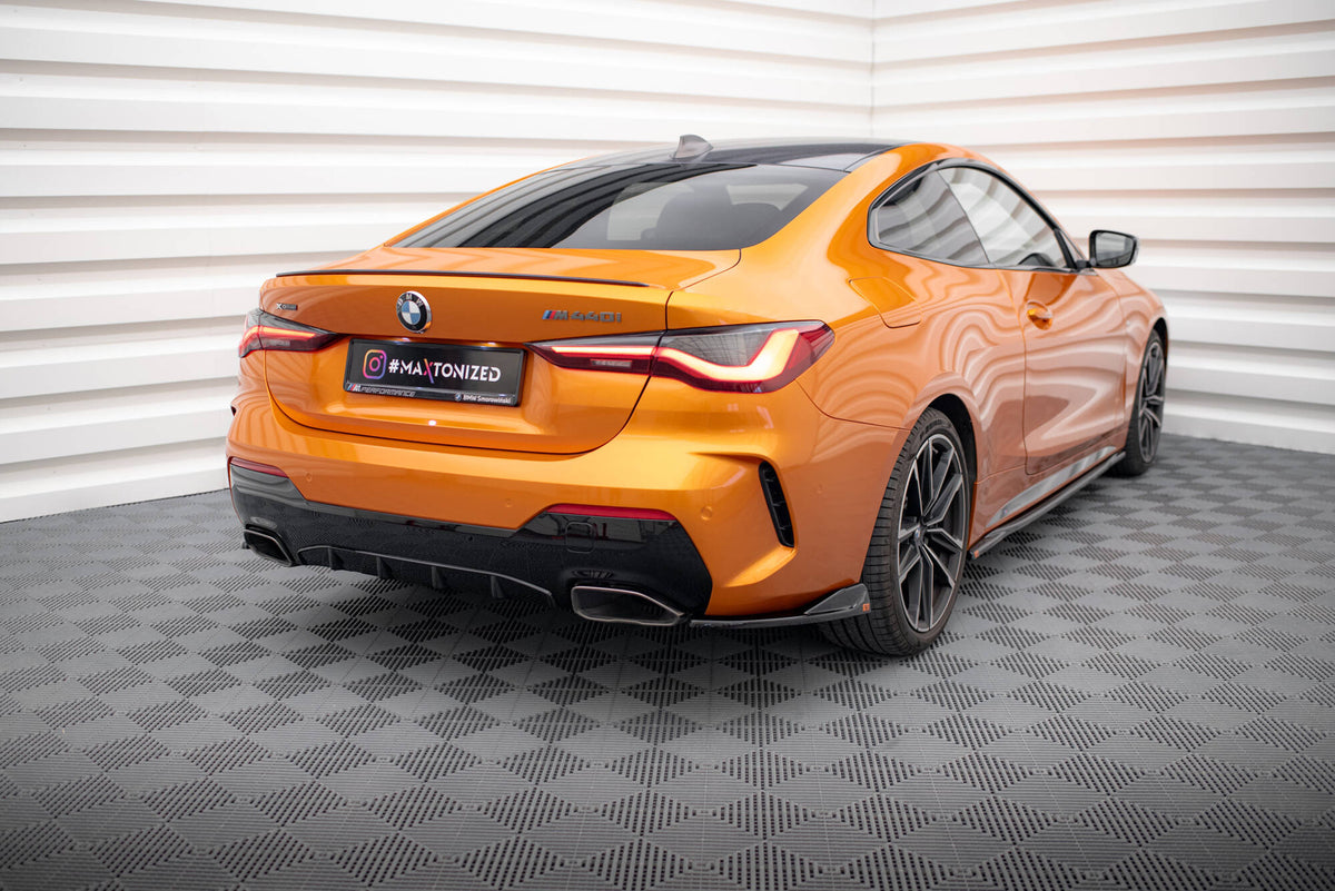 Heck Ansatz Flaps Diffusor V.2 passend für BMW 4er M440i G22 / G23 / G22 Facelift / G23 Facelift schwarz Hochglanz – Ansicht 1