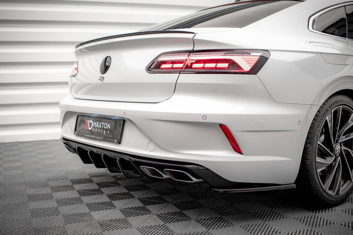 Heck Ansatz Flaps Diffusor passend für VW Arteon R Limousine / Shooting Brake Mk1 Facelift schwarz Hochglanz – Ansicht 3