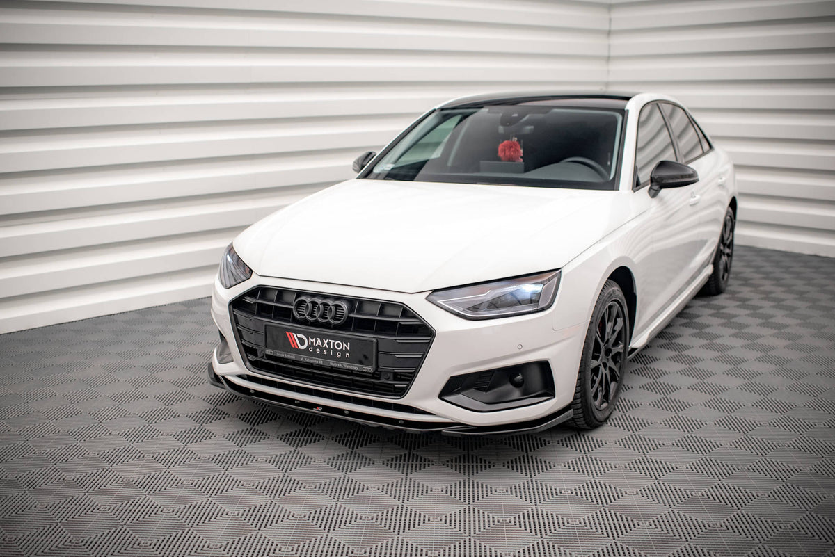 Street+ Spoilerlippe Front Ansatz V.2 passend für Audi A4 B9 Facelift schwarz Hochglanz – Ansicht 4