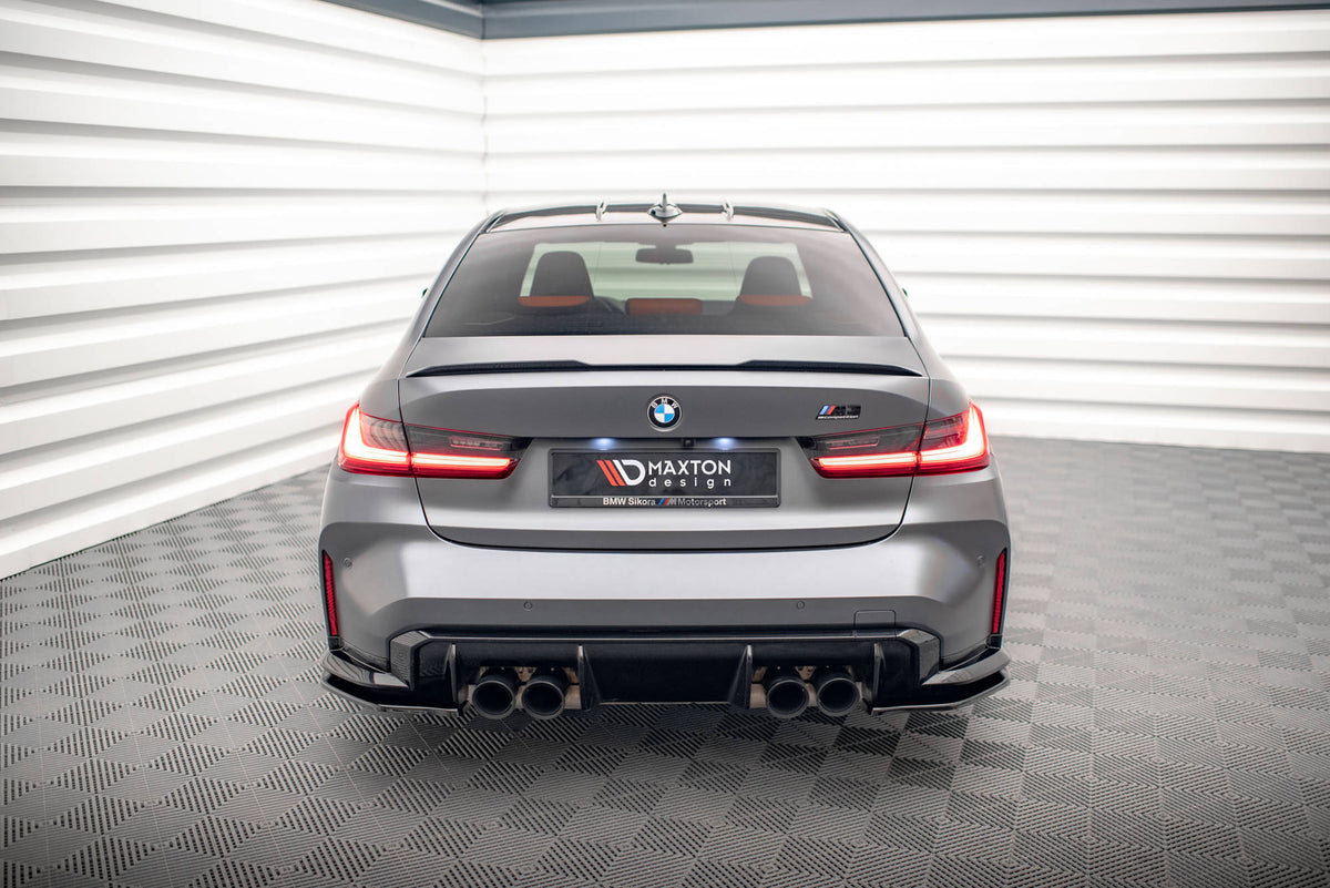 Heck Ansatz Flaps Diffusor V.2 passend für BMW M3 Limousine / Touring G80 / G81 schwarz Hochglanz – Ansicht 1