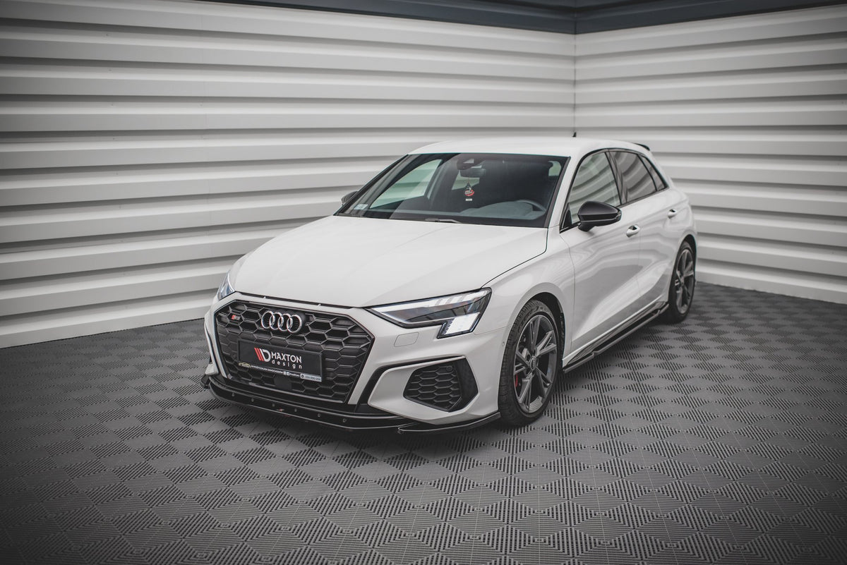 Street+ Spoilerlippe Front Ansatz V.4 passend für Audi S3 / A3 S-Line 8Y schwarz Hochglanz – Ansicht 4