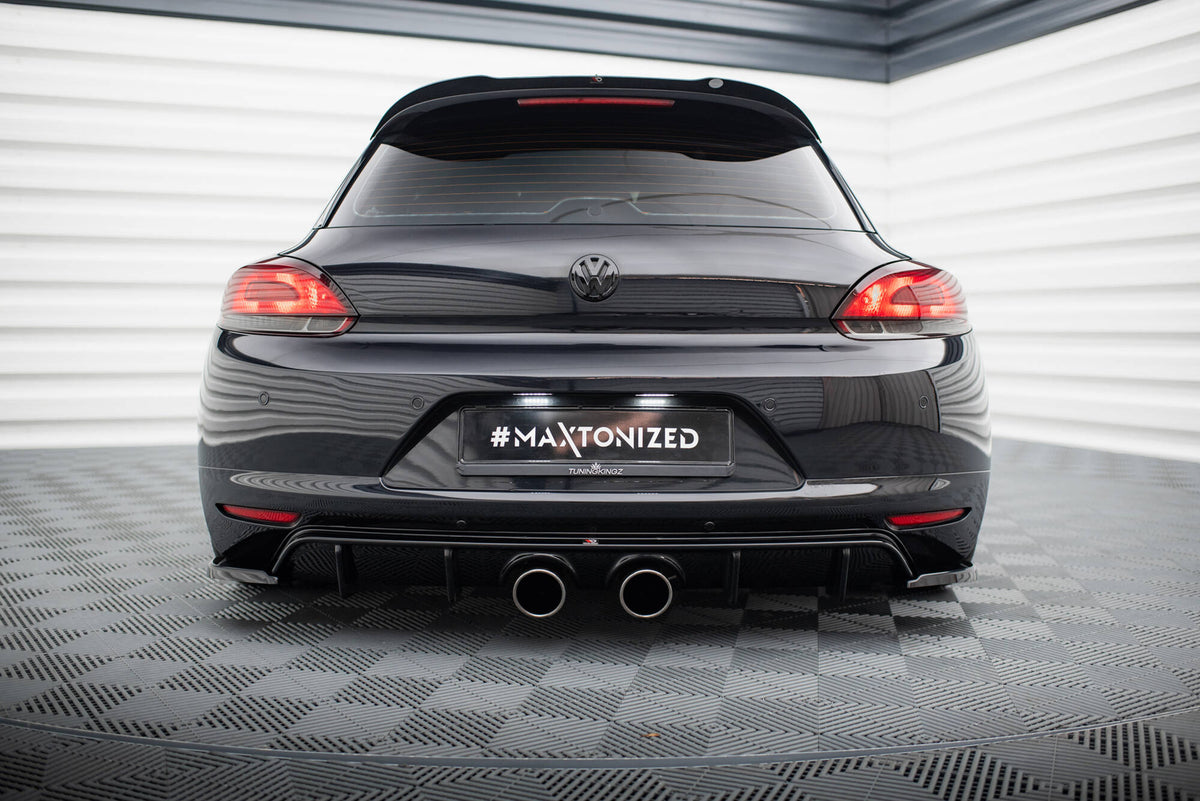 Diffusor Heck Ansatz V.2 passend für VW Scirocco Mk3 (R32 Auspuff) schwarz Hochglanz – Ansicht 1