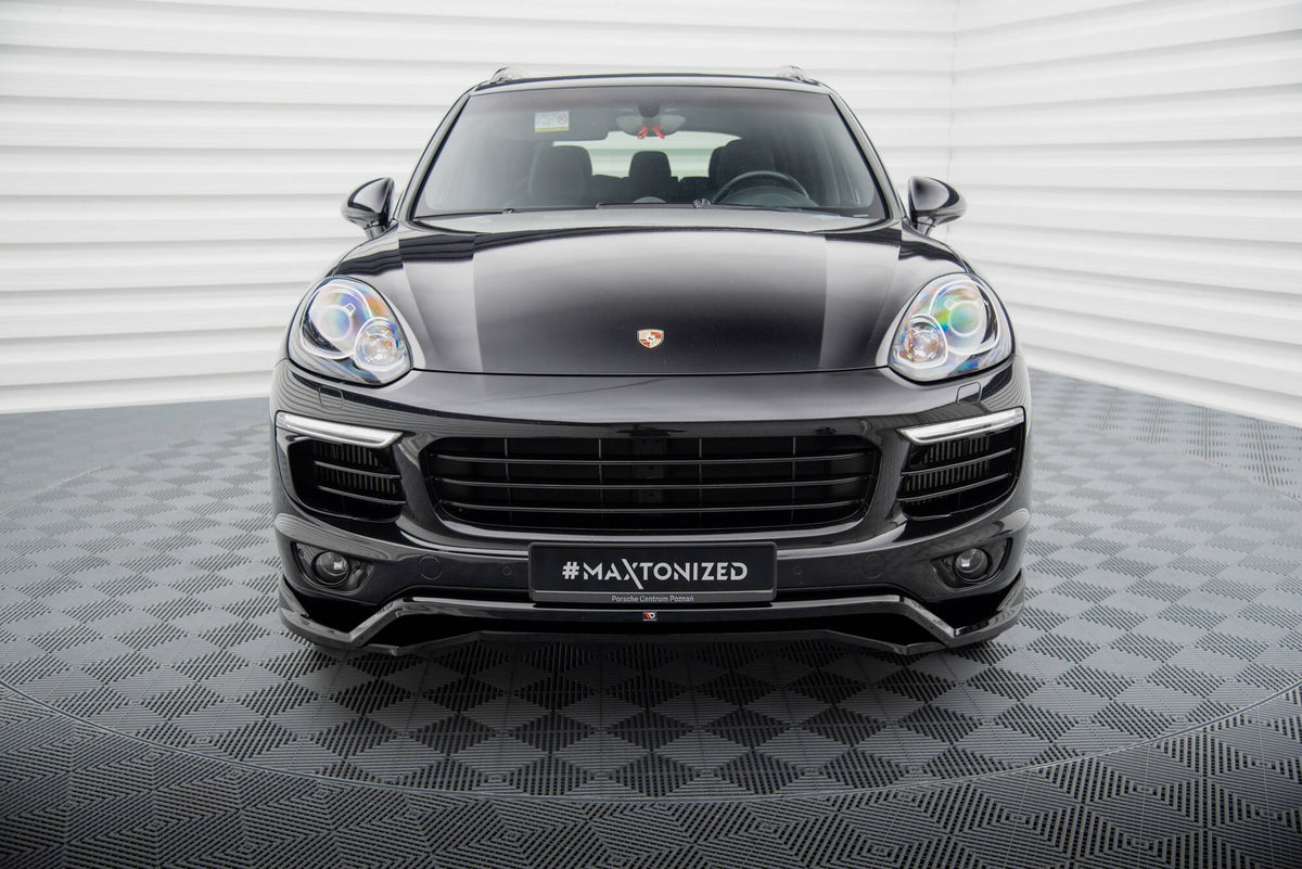 Street+ Spoilerlippe Front Ansatz passend für Porsche Cayenne Mk2 Facelift schwarz Hochglanz – Ansicht 1