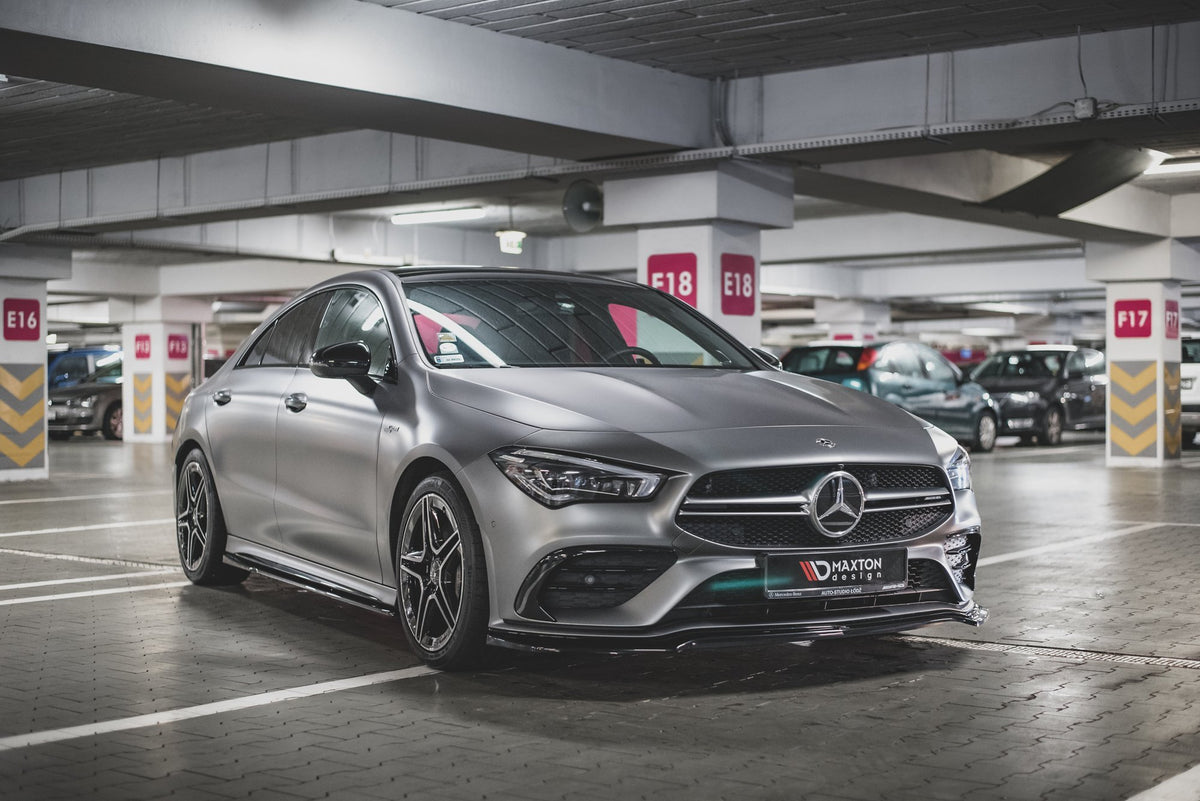 Street+ Spoilerlippe Front Ansatz V.1 passend für Mercedes-AMG CLA 35 Aero C118 schwarz Hochglanz – Ansicht 4