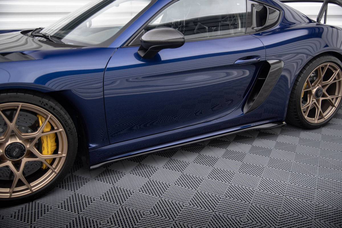 Street+ Seitenschweller Leisten passend für Porsche 718 Cayman GT4 RS 982c schwarz Hochglanz – Ansicht 1