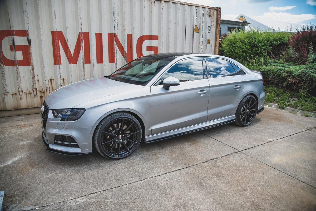 Street+ Seitenschweller Leisten V.2 passend für Audi S3 / A3 S-Line Limousine 8V Facelift schwarz Hochglanz – Ansicht 1