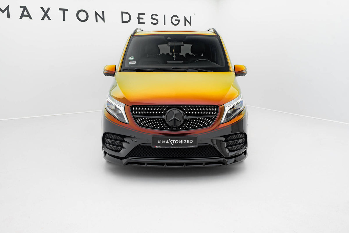 Street+ Spoilerlippe Front Ansatz V.6 passend für Mercedes-Benz V-Klasse AMG-Line W447 Facelift schwarz Hochglanz – Ansicht 1