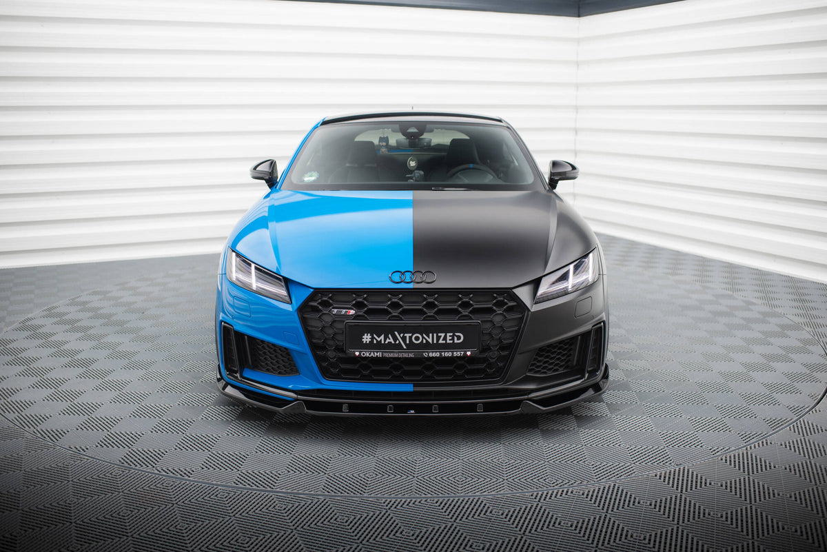 Street+ Spoilerlippe Front Ansatz V.1 passend für Audi TT S / TT S-Line 8S Facelift schwarz Hochglanz – Ansicht 1