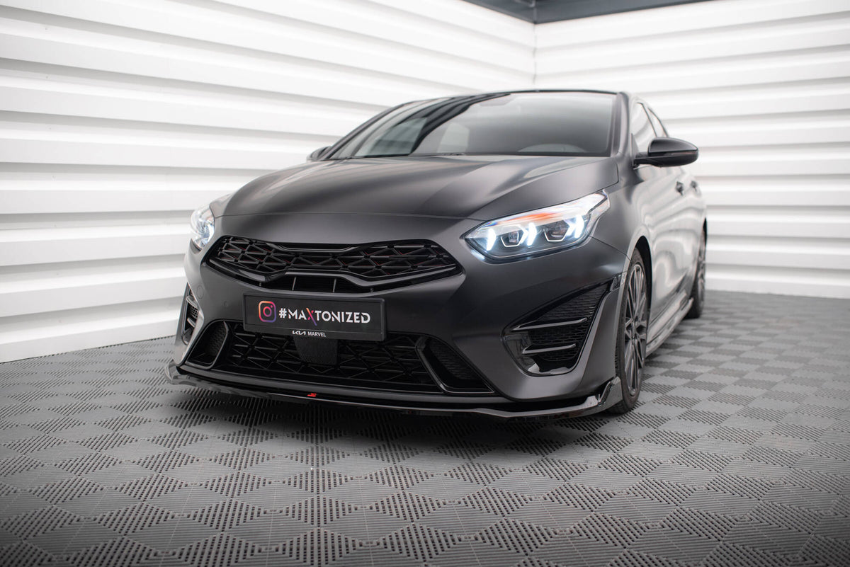 Street+ Spoilerlippe Front Ansatz V.1 passend für Kia Proceed GT Mk3 Facelift / Ceed GT / GT - Line Mk1 Facelift  schwarz Hochglanz – Ansicht 4
