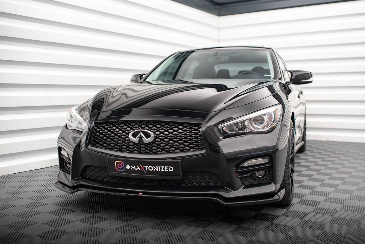 Street+ Spoilerlippe Front Ansatz V.1 passend für Infiniti Q50 S Mk1 schwarz Hochglanz – Ansicht 3