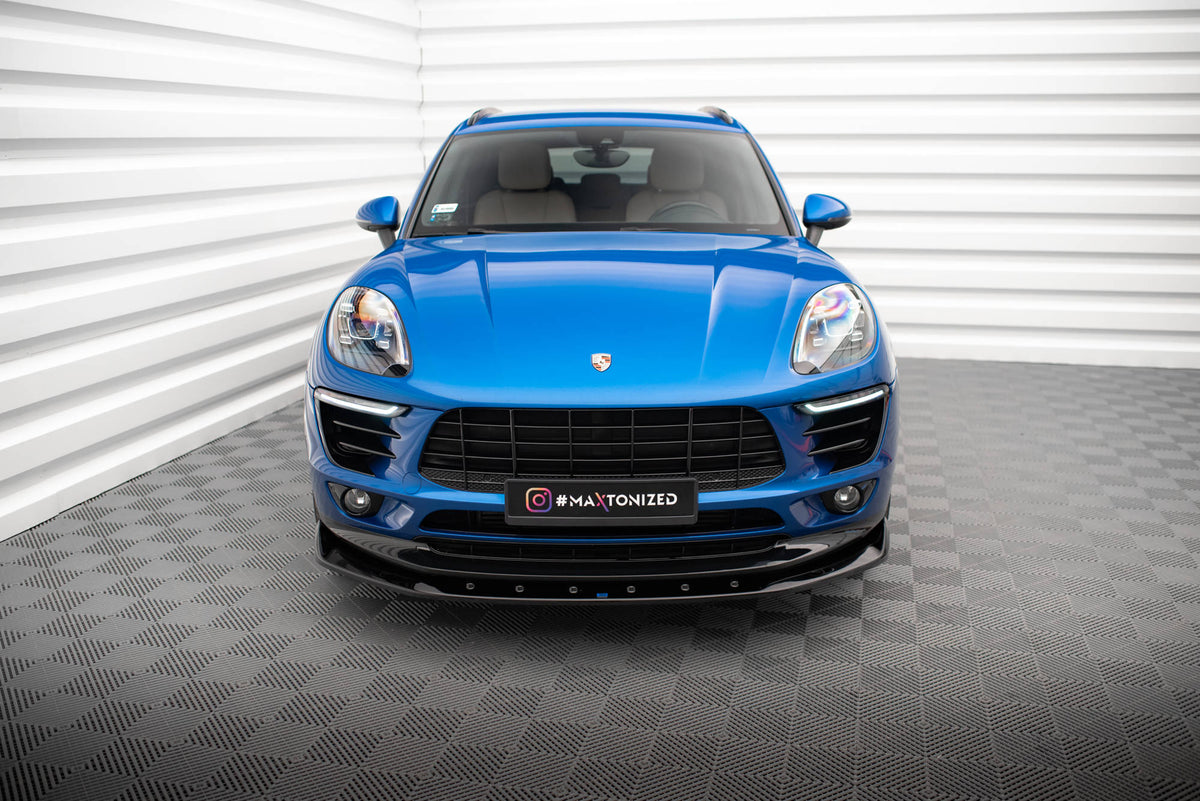 Street+ Spoilerlippe Front Ansatz V.1 passend für Porsche Macan Mk1 schwarz Hochglanz – Ansicht 1