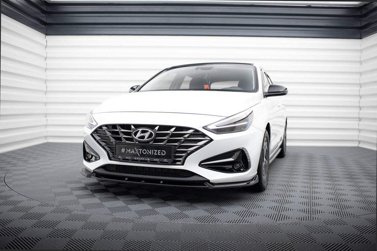 Street+ Spoilerlippe Front Ansatz V.2 passend für Hyundai I30 Mk3 Facelift schwarz Hochglanz – Ansicht 3