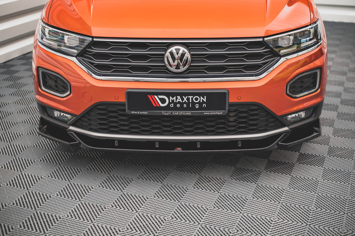 Street+ Spoilerlippe Front Ansatz V.1 passend für VW T-Roc Mk1 schwarz Hochglanz – Ansicht 1