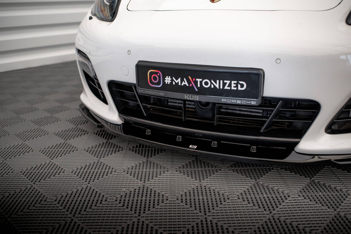 Street+ Spoilerlippe Front Ansatz V.2 passend für Porsche Panamera Turbo Sport Design Package 970 schwarz Hochglanz – Ansicht 4