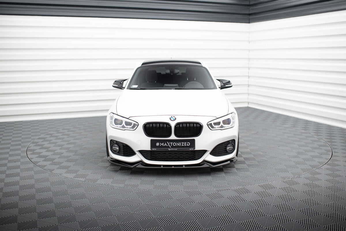 Street+ Spoilerlippe Front Ansatz V.5 passend für BMW 1er M-Paket / M140i F20 Facelift schwarz Hochglanz – Ansicht 1