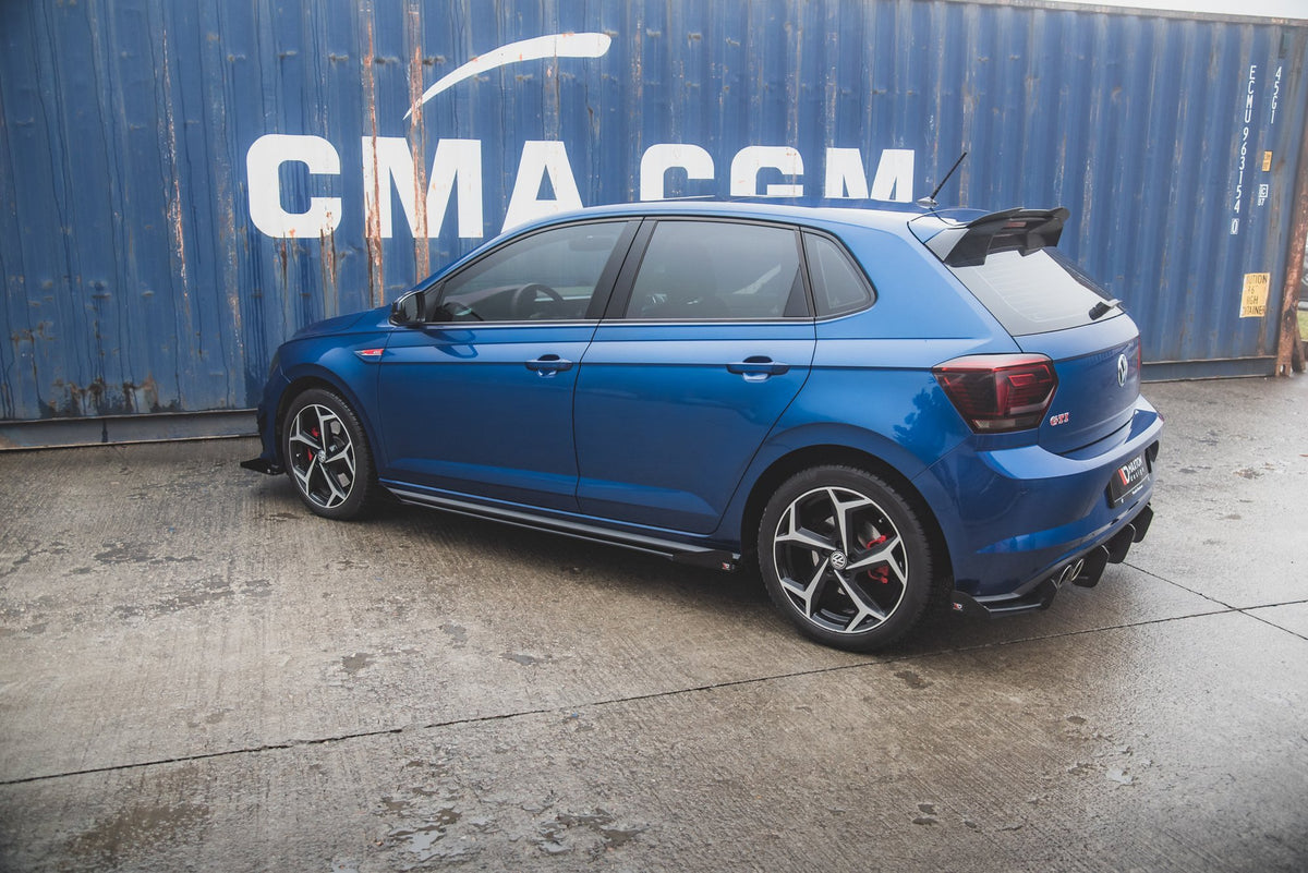 Street Pro Street+ Seitenschweller Leisten + Flaps passend für VW Polo GTI Mk6 schwarz Hochglanz – Ansicht 5