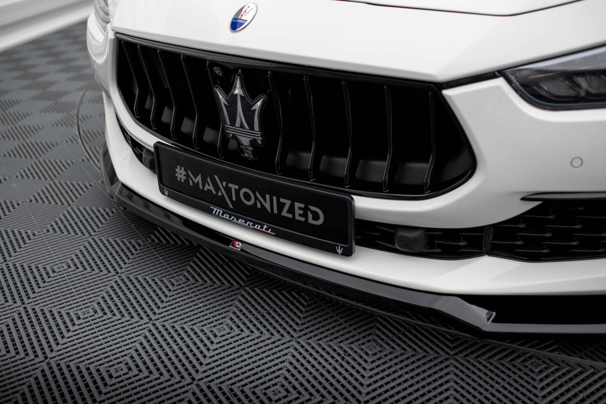 Street+ Spoilerlippe Front Ansatz V.1 passend für Maserati Ghibli Mk3 Facelift schwarz Hochglanz – Ansicht 4