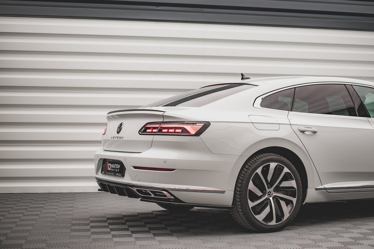 Heck Ansatz Flaps Diffusor passend für VW Arteon R-Line Limousine / Shooting Brake Mk1 Facelift schwarz Hochglanz – Ansicht 3