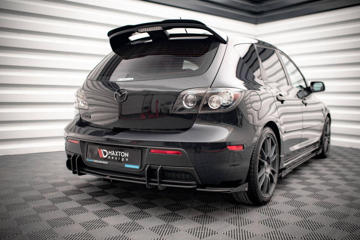 Hintere Seiten Flaps passend für Mazda 3 MPS Mk1 schwarz Hochglanz – Ansicht 1