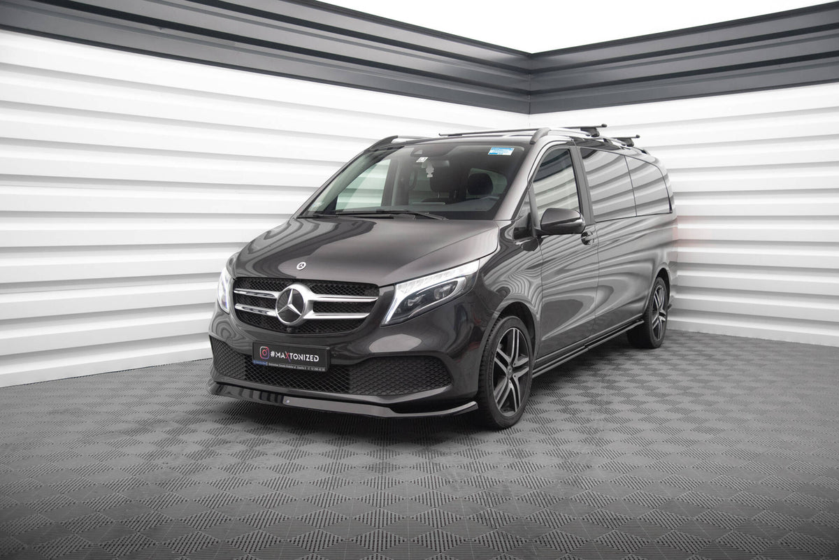 Street+ Spoilerlippe Front Ansatz V.1 passend für Mercedes-Benz V-Klasse W447 Facelift schwarz Hochglanz – Ansicht 1