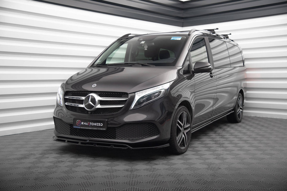 Street+ Spoilerlippe Front Ansatz V.2 passend für Mercedes-Benz V-Klasse W447 Facelift schwarz Hochglanz – Ansicht 1