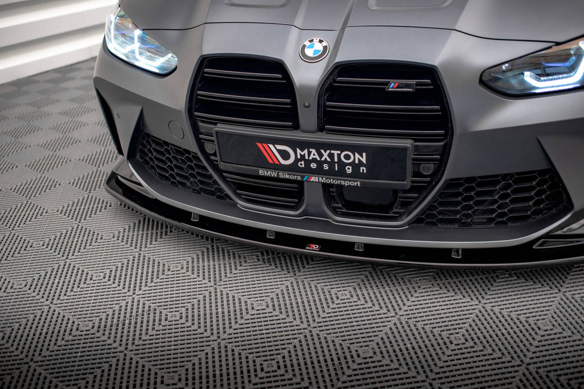 Street+ Spoilerlippe Front Ansatz V.1 passend für BMW M3 Limousine / Touring G80 / G81 schwarz Hochglanz – Ansicht 1