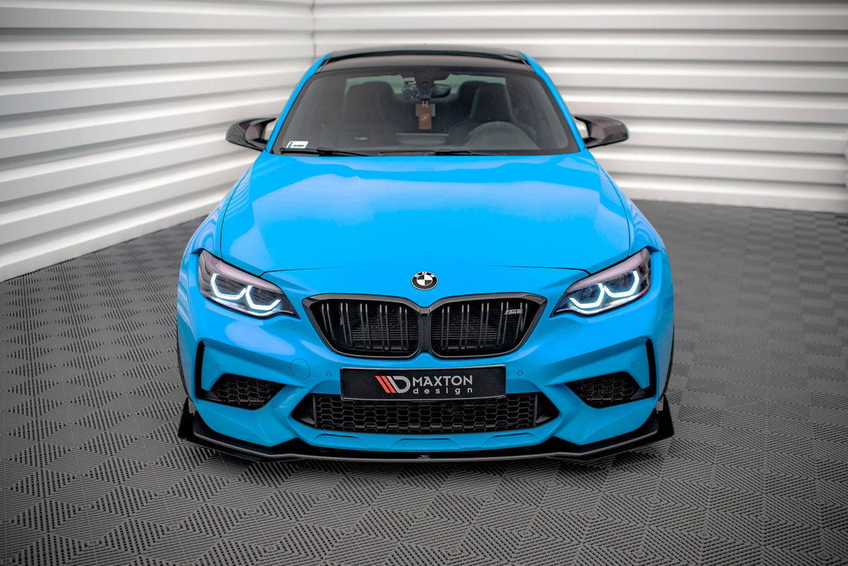 Street Pro Street+ Spoilerlippe Front Ansatz passend für + Flaps passend für V.1 + Flaps BMW M2 Competition F87 schwarz Hochglanz – Ansicht 1