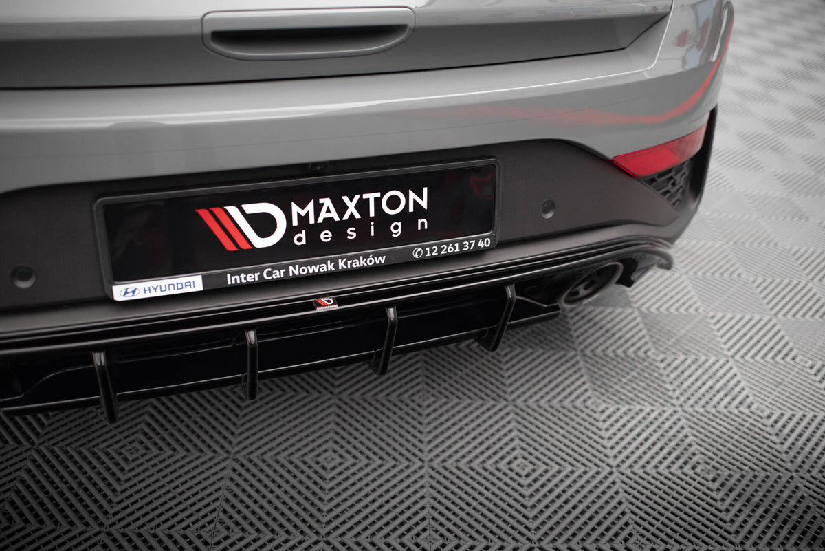 Diffusor Heck Ansatz passend für Hyundai I30 N Hatchback Mk3 Facelift schwarz Hochglanz – Ansicht 3