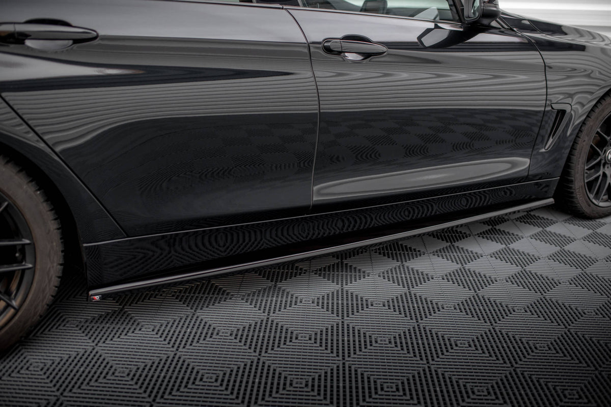Street+ Seitenschweller Leisten passend für BMW 4er Coupe / Gran Coupe / Cabrio F32 / F36 / F33 schwarz Hochglanz – Ansicht 1