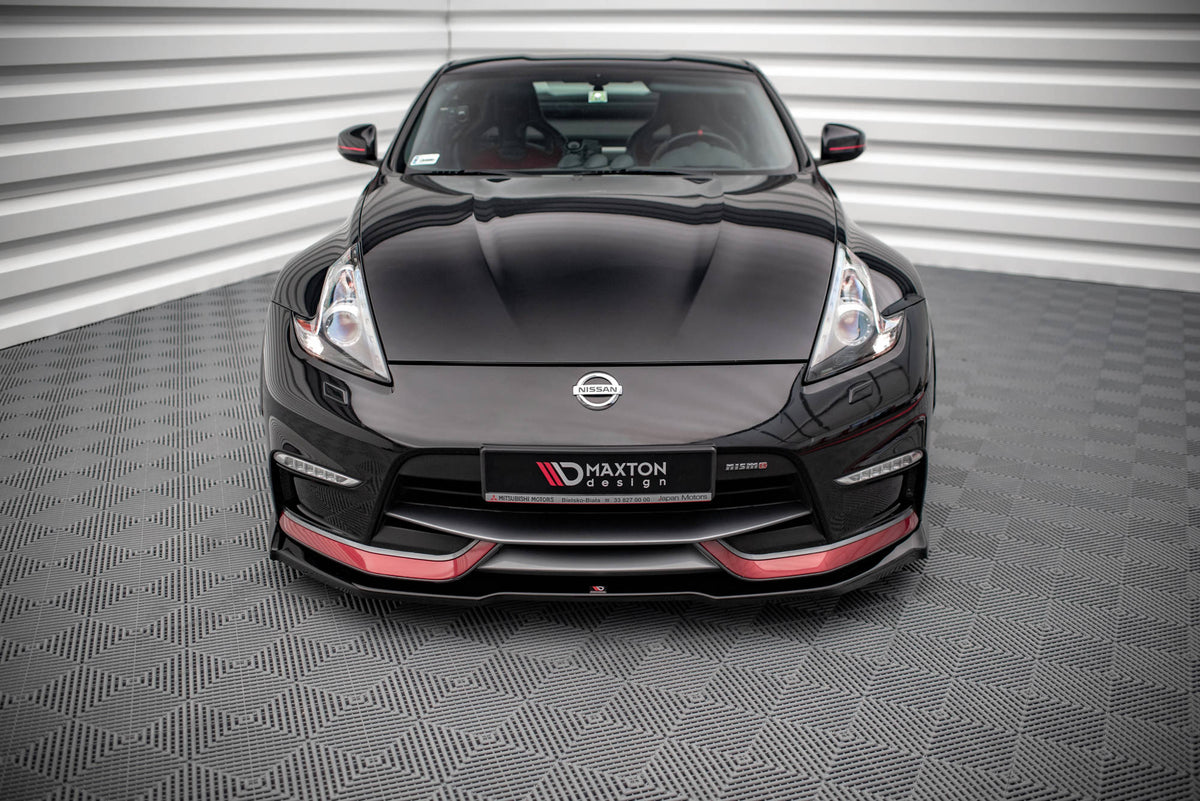 Street+ Spoilerlippe Front Ansatz V.1 passend für Nissan 370Z Nismo Facelift schwarz Hochglanz – Ansicht 1