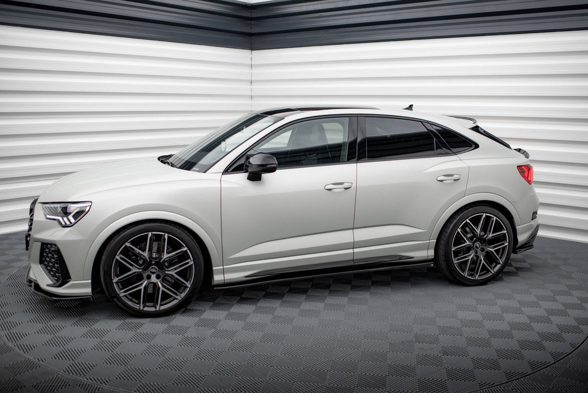 Street+ Seitenschweller Leisten V.2 passend für Audi Q3 S-Line / RSQ3 Sportback / SUV F3 schwarz Hochglanz – Ansicht 3