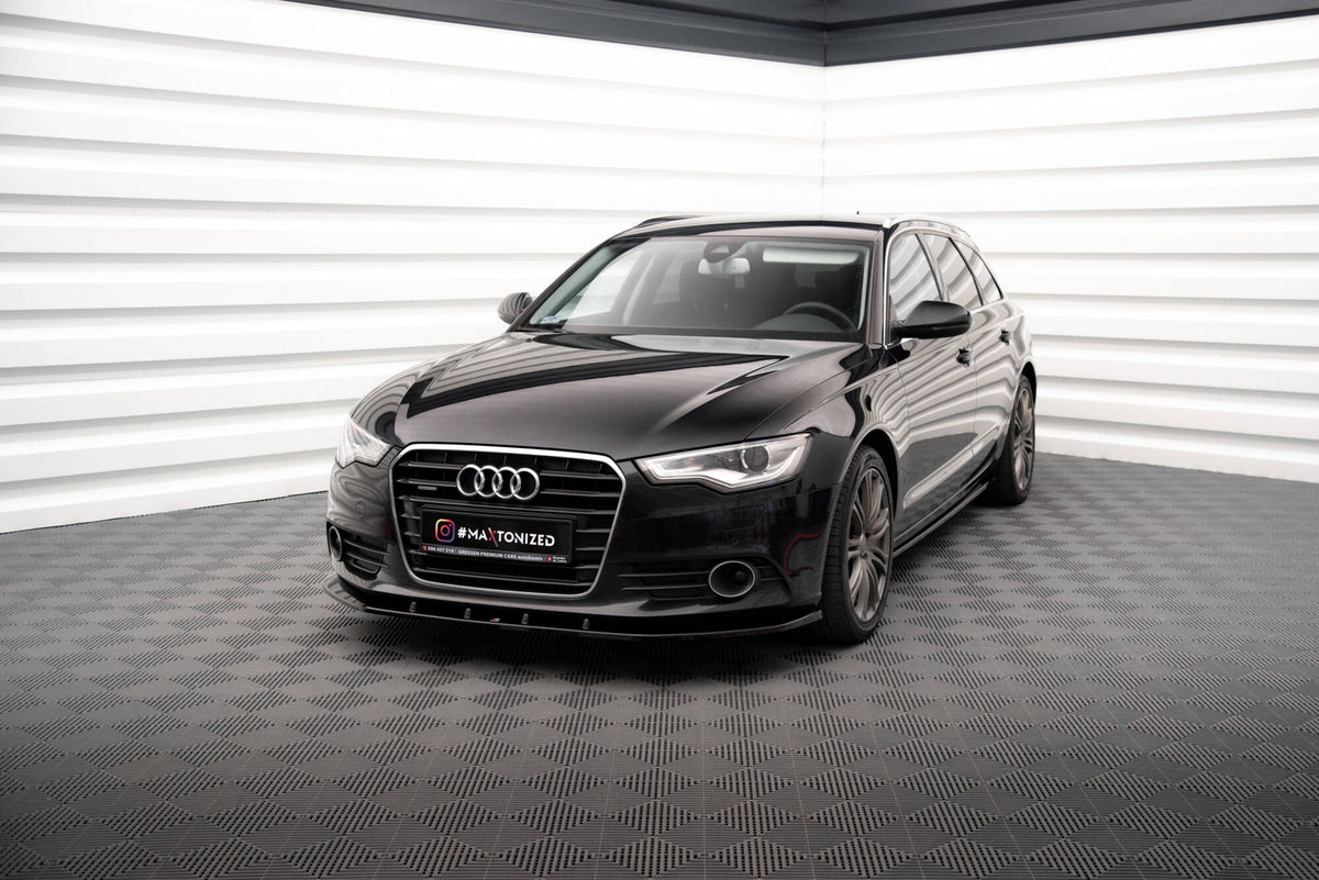 Street+ Spoilerlippe Front Ansatz V.3 passend für Audi A6 C7 schwarz Hochglanz – Ansicht 1