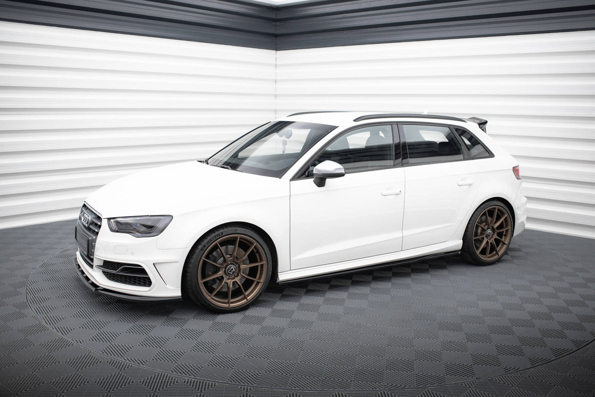 Street+ Seitenschweller Leisten passend für V.3 passend für Audi S3 / A3 S-Line Sportback 8V / 8V Facelift schwarz Hochglanz – Ansicht 1