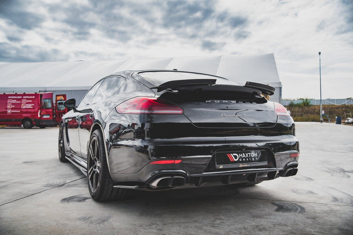 Diffusor Heck Ansatz passend für Porsche Panamera Turbo 970 Facelift schwarz Hochglanz – Ansicht 4