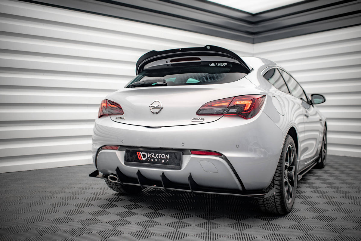 Robuste Racing Diffusor Heck Ansatz + Flaps passend für Opel Astra GTC OPC-Line J schwarz Hochglanz – Ansicht 1