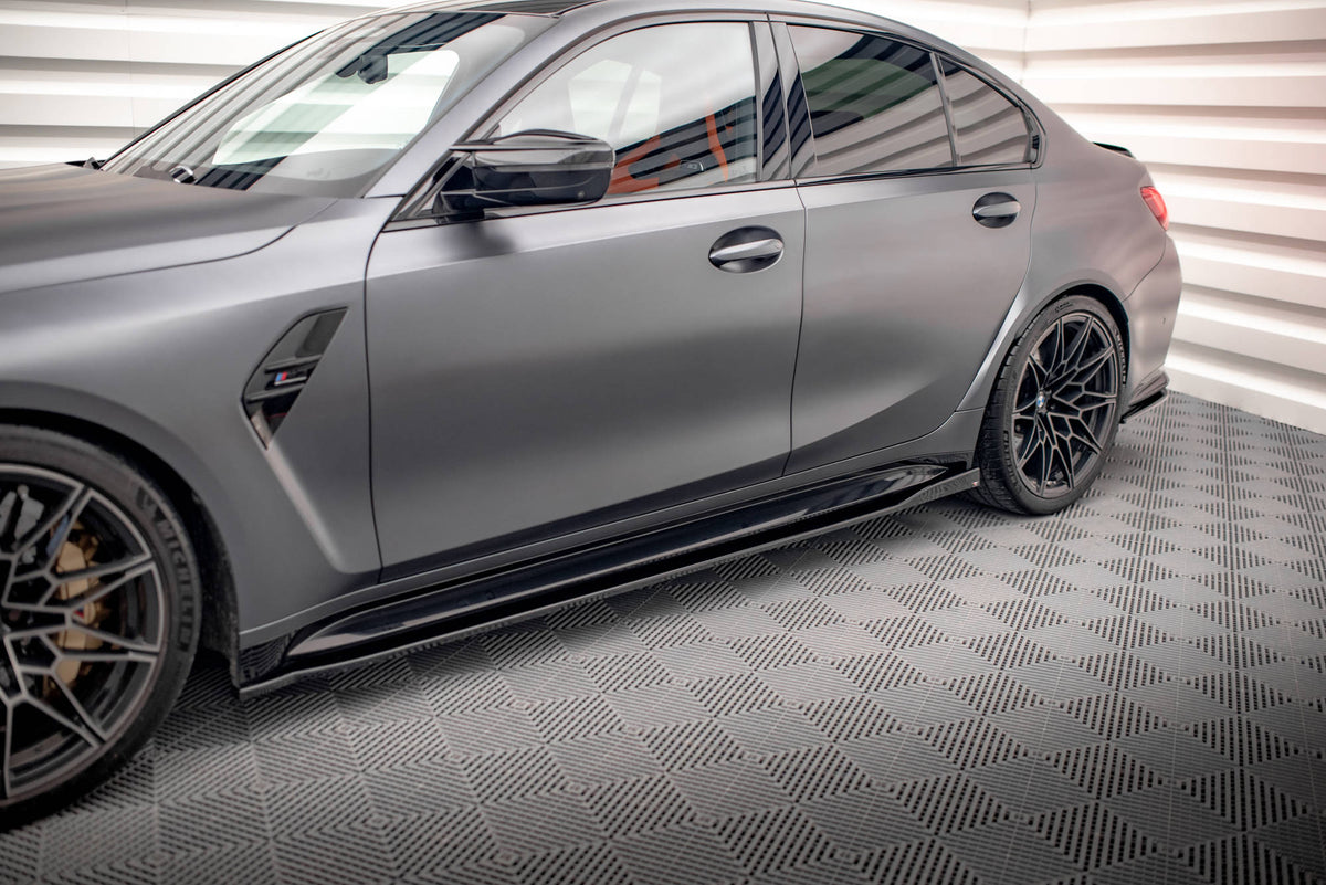Street+ Seitenschweller Leisten V.2 passend für BMW M3 Limousine / Touring G80 / G81 schwarz Hochglanz – Ansicht 3