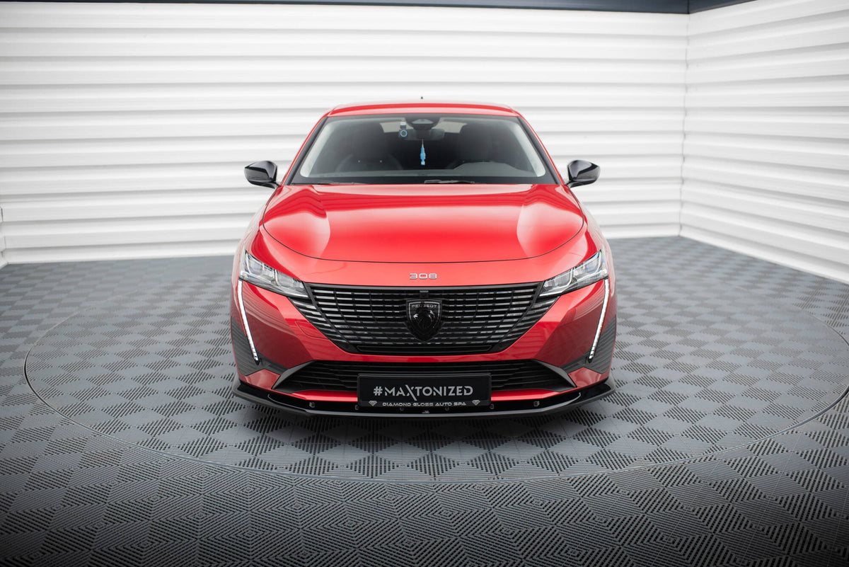 Street+ Spoilerlippe Front Ansatz V.1 passend für Peugeot 308 Mk3 schwarz Hochglanz – Ansicht 1